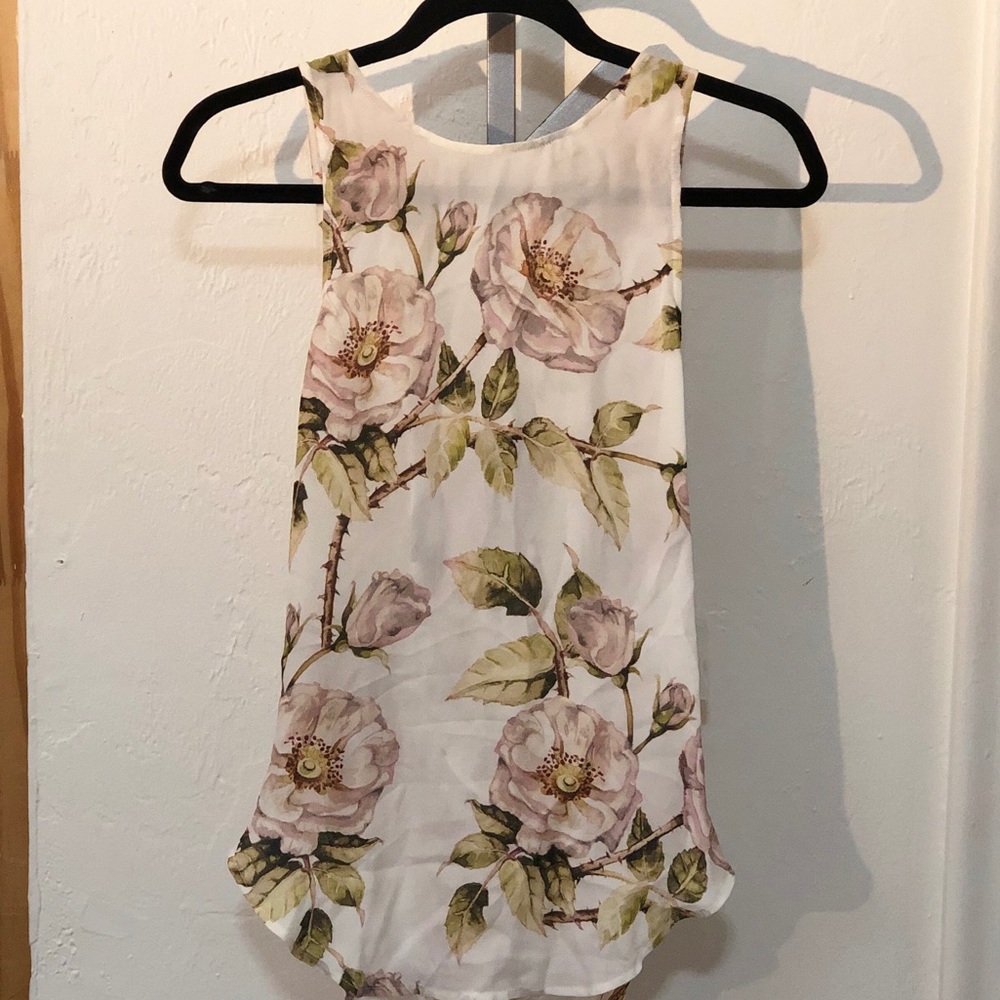 ☀️ HAUTE HIPPIE Silk Draped Floral Tank, XS - Picture 3 of 6